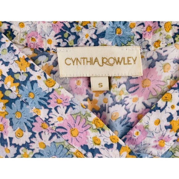 Cynthia Rowley Floral Print Blouse Size Small 3/4 Sleeve 100% Rayon Cottage - Picture 2 of 5